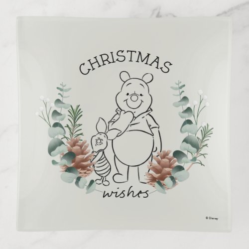 Pooh  Piglet  Christmas Wishes Wreath Trinket Tray