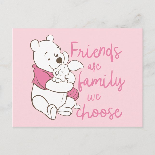 Pooh & Piglet | Friends are Family We Choose Postcard (Front)