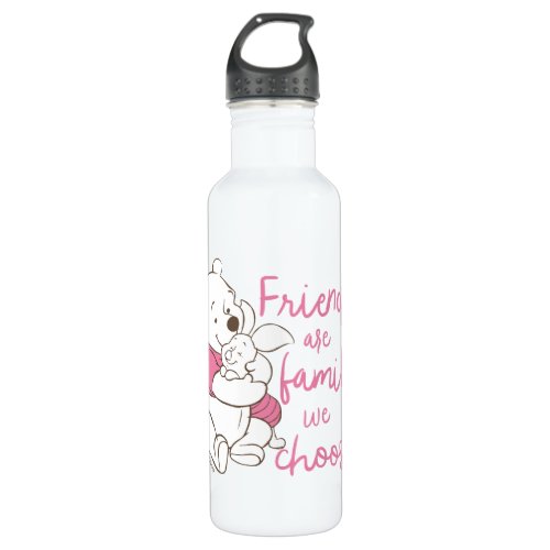 Pooh  Piglet  Friends are Family We Choose Stainless Steel Water Bottle