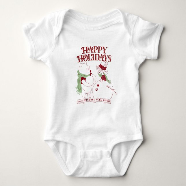 Pooh & Piglet | Happy Holidays Baby Bodysuit (Front)