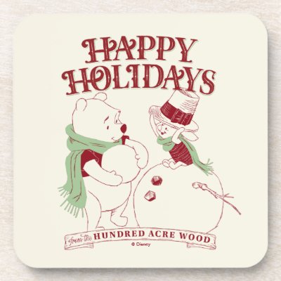 Pooh &amp; Piglet | Happy Holidays Beverage Coaster