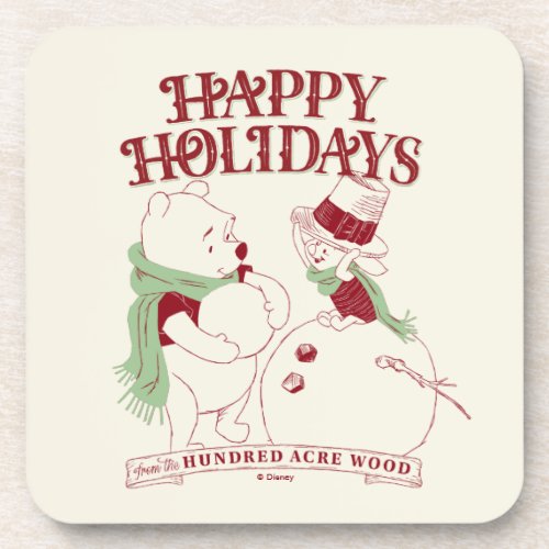 Pooh  Piglet  Happy Holidays Beverage Coaster