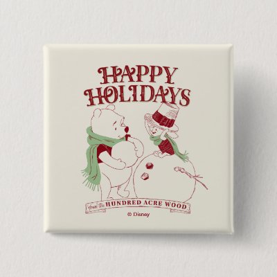 Pooh &amp; Piglet | Happy Holidays Button