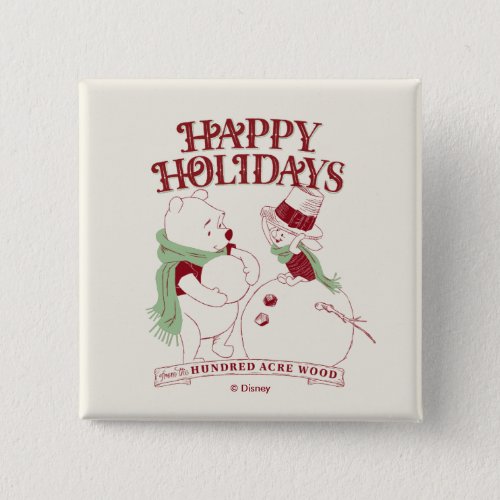 Pooh  Piglet  Happy Holidays Button