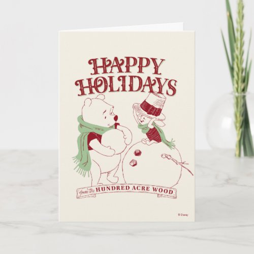 Pooh  Piglet  Happy Holidays Card