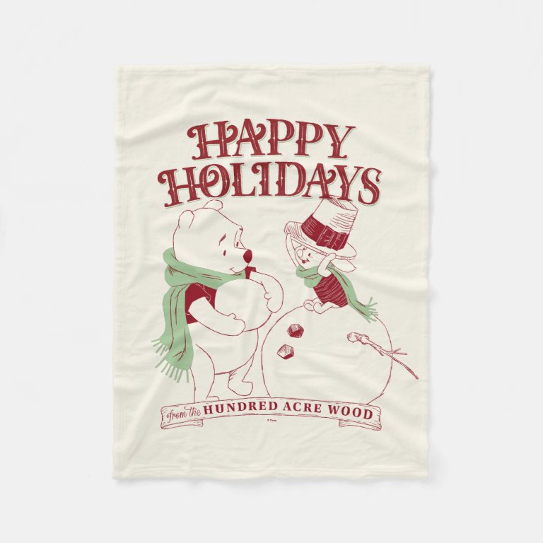 Pooh &amp; Piglet | Happy Holidays Fleece Blanket