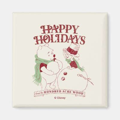Pooh &amp; Piglet | Happy Holidays Magnet