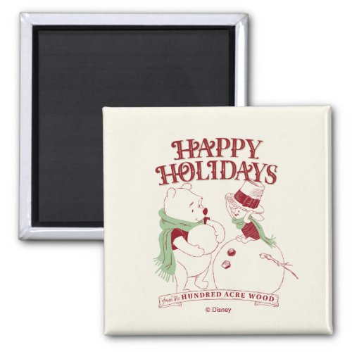 Pooh  Piglet  Happy Holidays Magnet