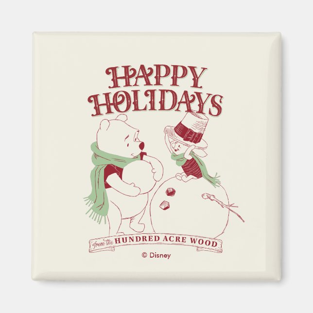 Pooh & Piglet | Happy Holidays Magnet (Front)