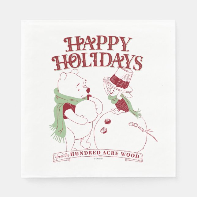 Pooh & Piglet | Happy Holidays Napkins (Front)