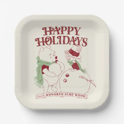 Pooh &amp; Piglet | Happy Holidays Paper Plates
