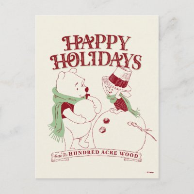 Pooh &amp; Piglet | Happy Holidays Postcard