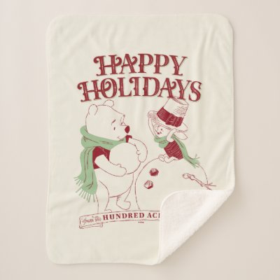 Pooh &amp; Piglet | Happy Holidays Sherpa Blanket