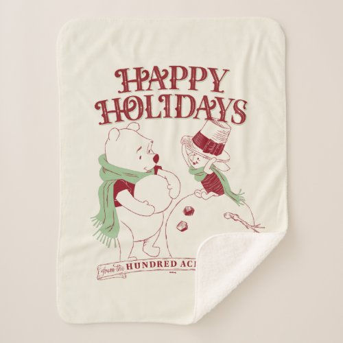 Pooh  Piglet  Happy Holidays Sherpa Blanket