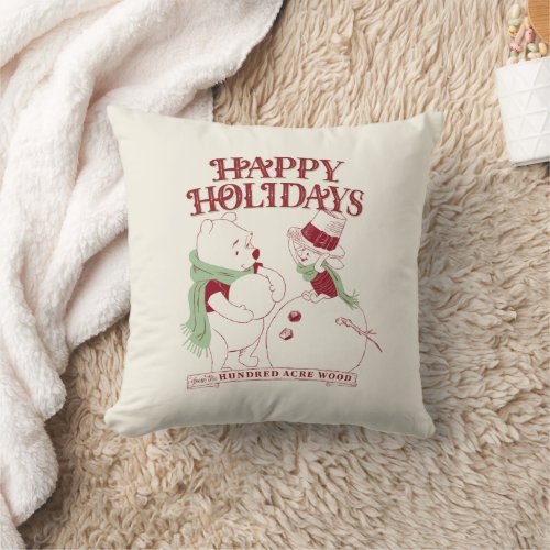 Pooh  Piglet  Happy Holidays Throw Pillow