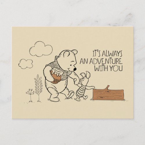 Pooh  Piglet  Its Always an Adventure with You Postcard