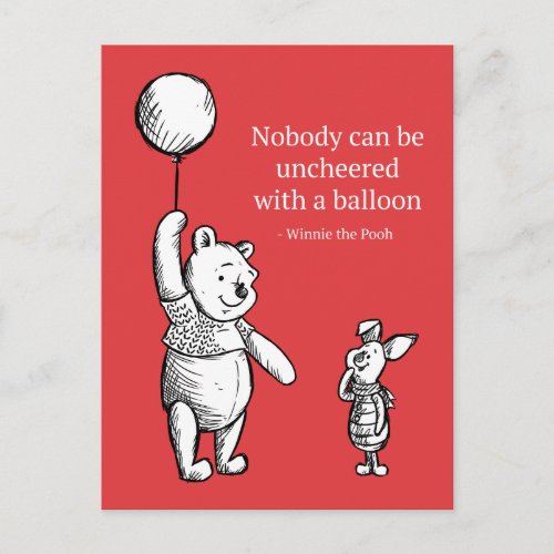 Pooh  Piglet  Nobody Can Be Uncheered Postcard