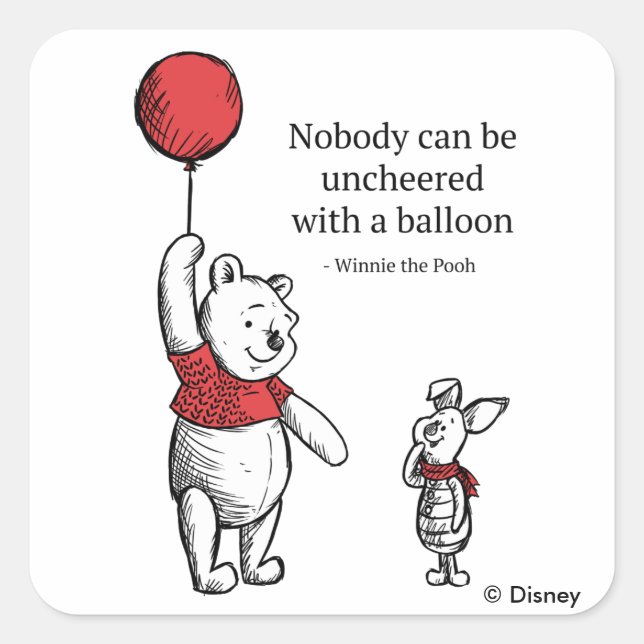 Pooh & Piglet | Nobody Can Be Uncheered Square Sticker (Front)