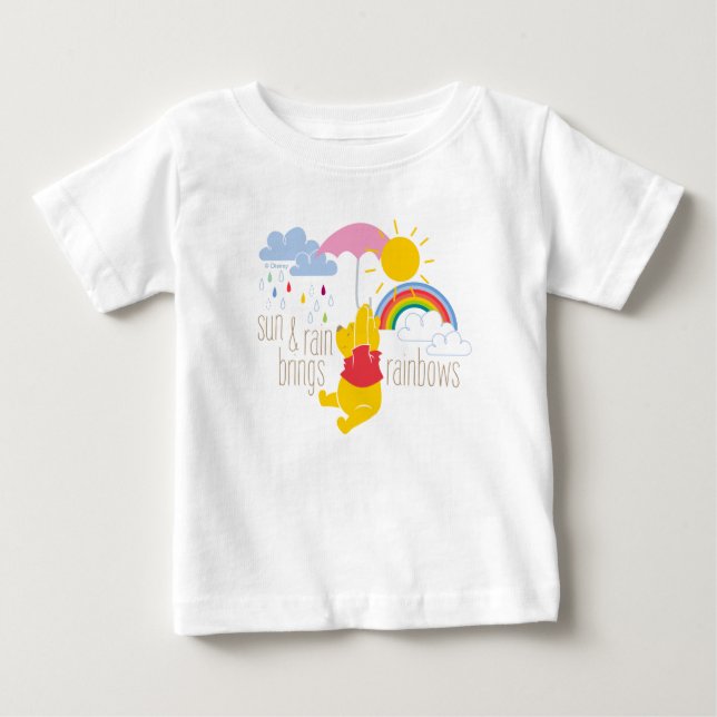 Pooh | Sun & Rain Brings Rainbows Quote Baby T-Shirt (Front)