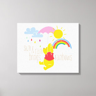 Pooh Sun & Rain Brings Rainbows Quote Canvas Print