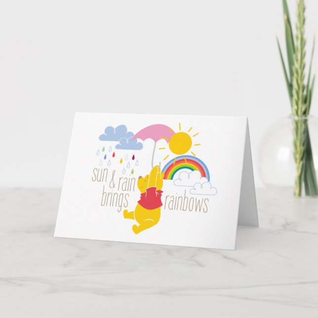 Pooh | Sun & Rain Brings Rainbows Quote Card (Front)