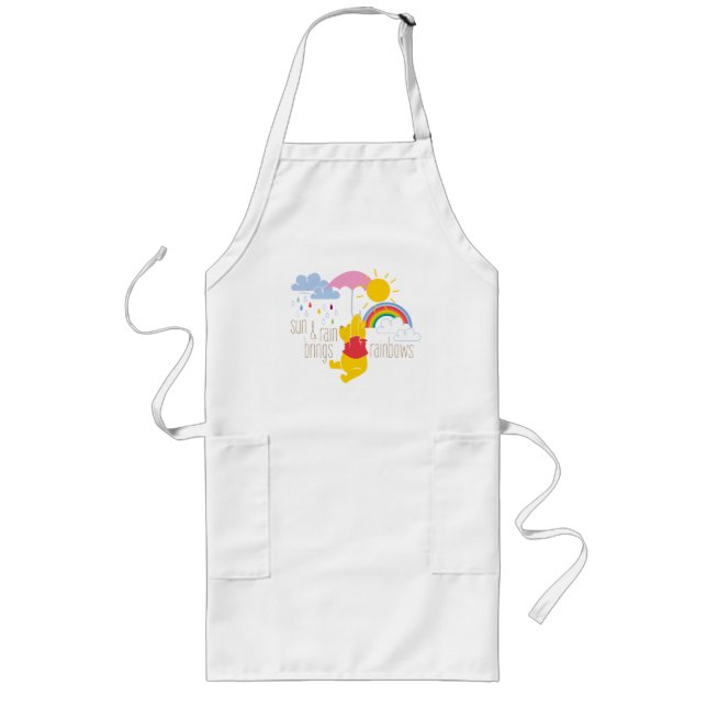 Pooh | Sun & Rain Brings Rainbows Quote Long Apron (Front)