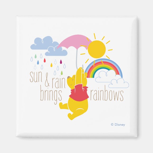 Pooh | Sun & Rain Brings Rainbows Quote Magnet (Front)