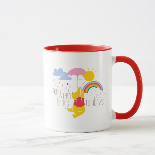 Pooh | Sun & Rain Brings Rainbows Quote Mug (Right)
