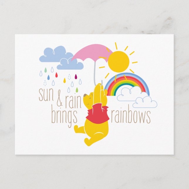 Pooh | Sun & Rain Brings Rainbows Quote Postcard (Front)