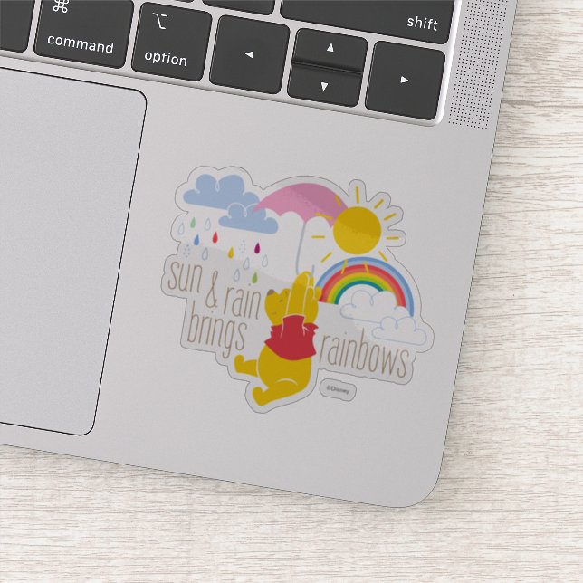 Pooh | Sun & Rain Brings Rainbows Quote Sticker (Detail)