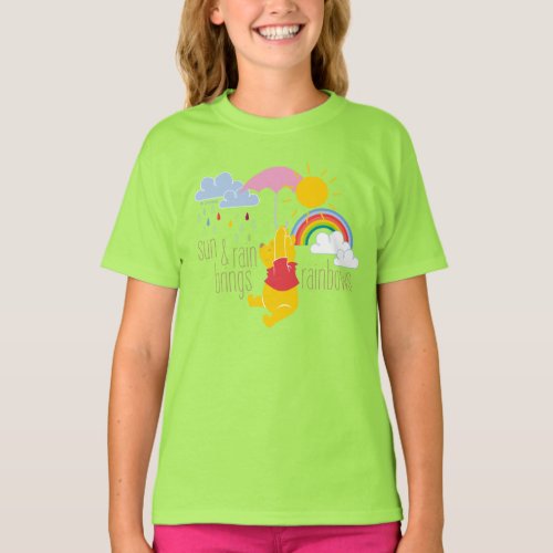Pooh  Sun  Rain Brings Rainbows Quote T_Shirt