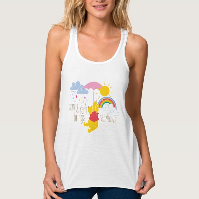 Pooh | Sun & Rain Brings Rainbows Quote Tank Top (Front)