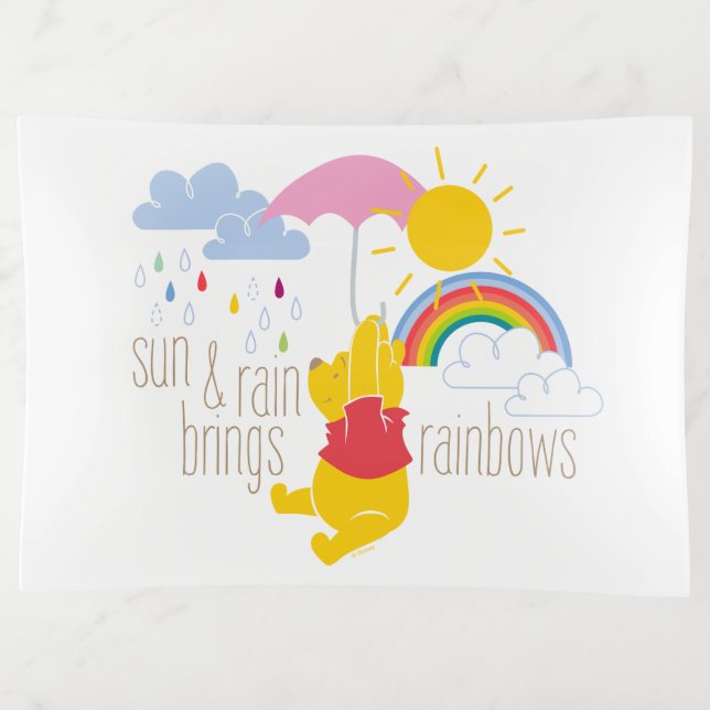 Pooh | Sun & Rain Brings Rainbows Quote Trinket Tray (Front)