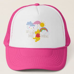 Pooh Sun & Rain Brings Rainbows Quote Trucker Hat