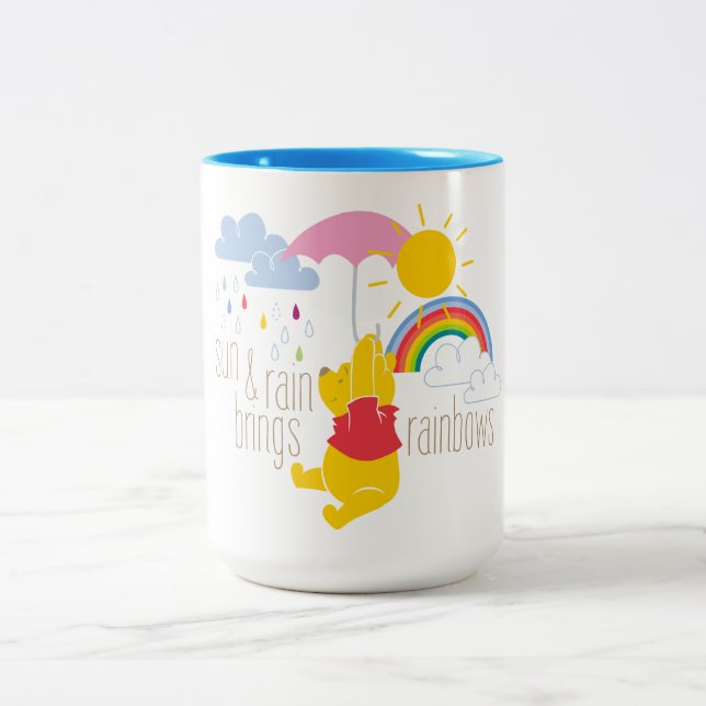 Pooh | Sun & Rain Brings Rainbows Quote Two-Tone Coffee Mug (Center)