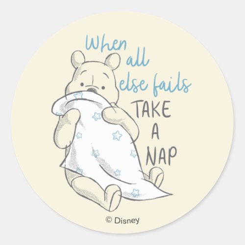 Pooh  Take a Nap Quote Classic Round Sticker