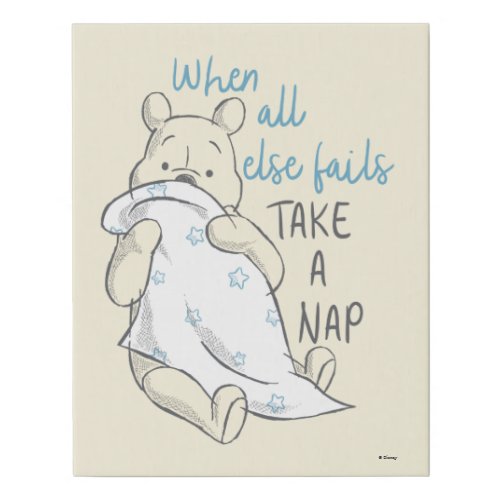 Pooh  Take a Nap Quote Faux Canvas Print