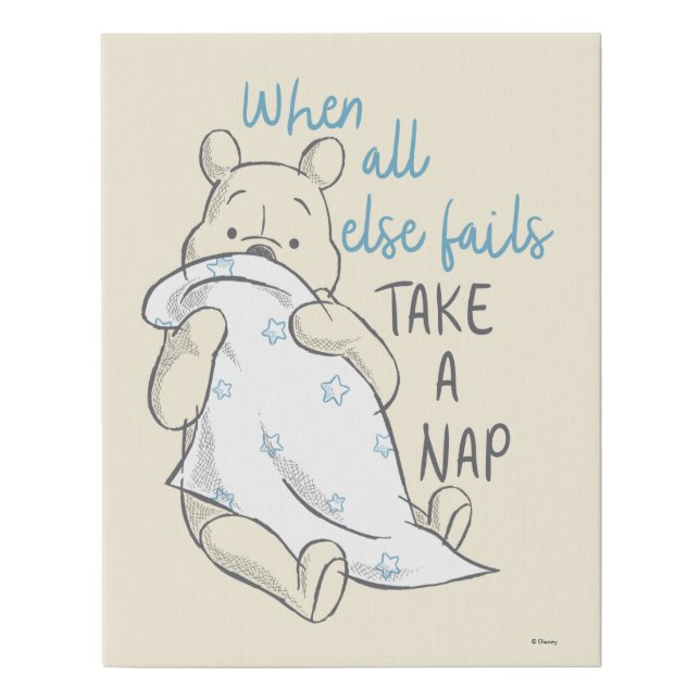 Pooh | Take a Nap Quote Faux Canvas Print (Front)