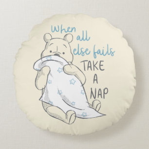 Pooh Take a Nap Quote Round Pillow