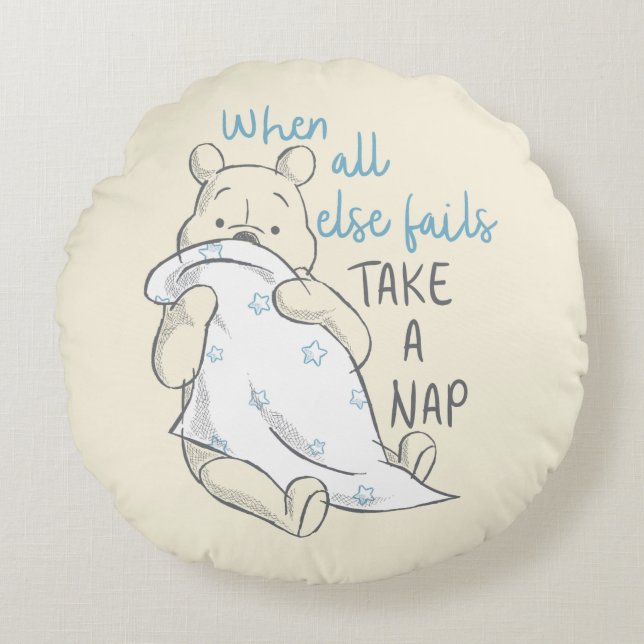 Pooh | Take a Nap Quote Round Pillow (Front)