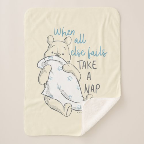 Pooh  Take a Nap Quote Sherpa Blanket