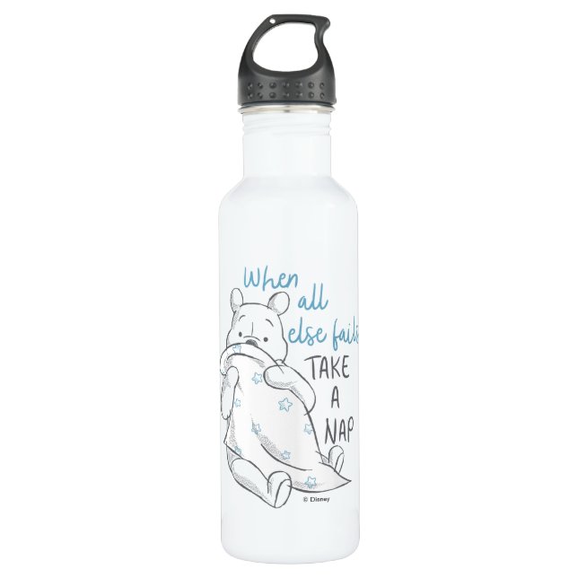 Pooh | Take a Nap Quote Stainless Steel Water Bottle (Front)