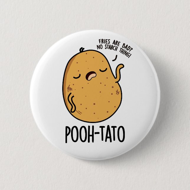 Pooh-tato Funny Potato Pun  Button (Front)