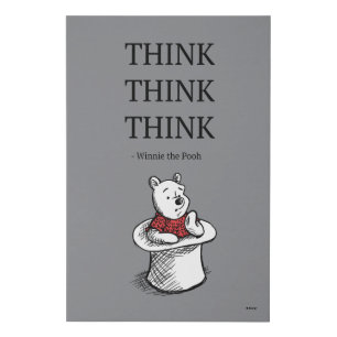 Pooh   Think Think Think Quote Faux Canvas Print