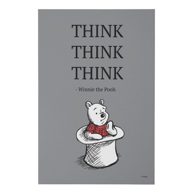 Pooh | Think Think Think Quote Faux Canvas Print (Front)