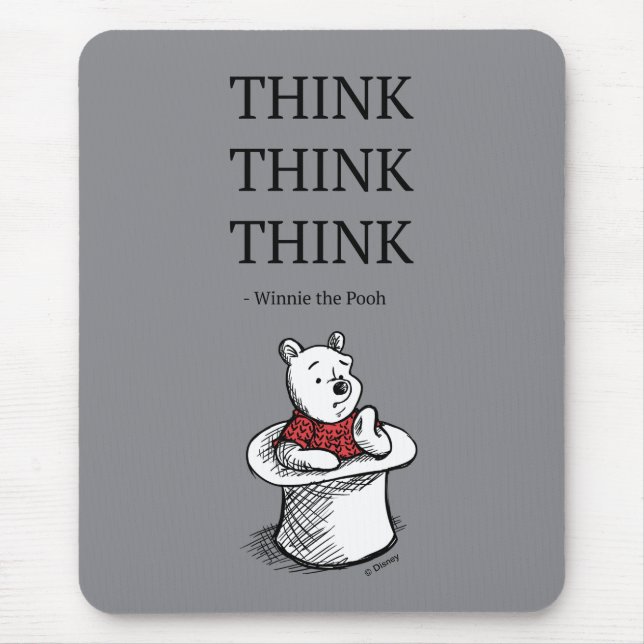 Pooh | Think Think Think Quote Mouse Pad (Front)