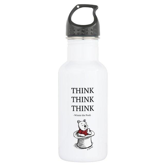 Pooh | Think Think Think Quote Stainless Steel Water Bottle (Front)