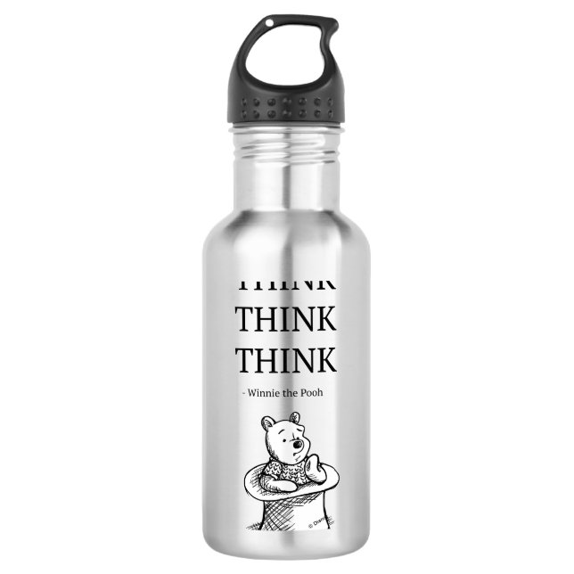 Pooh | Think Think Think Quote Stainless Steel Water Bottle (Front)