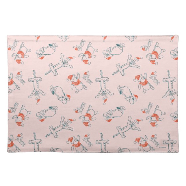 Pooh, Tigger, Eeyore & Piglet Christmas Pattern Cloth Placemat (Front)