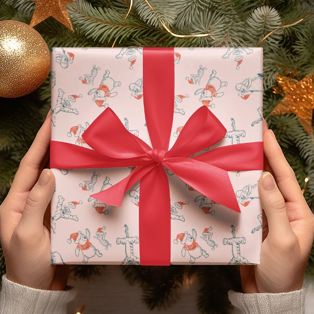 Pooh, Tigger, Eeyore & Piglet Christmas Pattern Wrapping Paper (Wrapped gift)